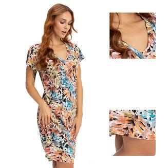 Koszula damska LUNA kod 79 wielokolorowa w egzotyczne liście