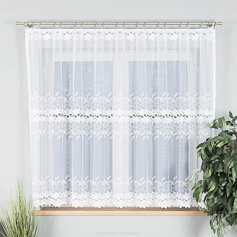 Firanka żakardowa gotowa na żabki BASTIA-1 300x160 biała