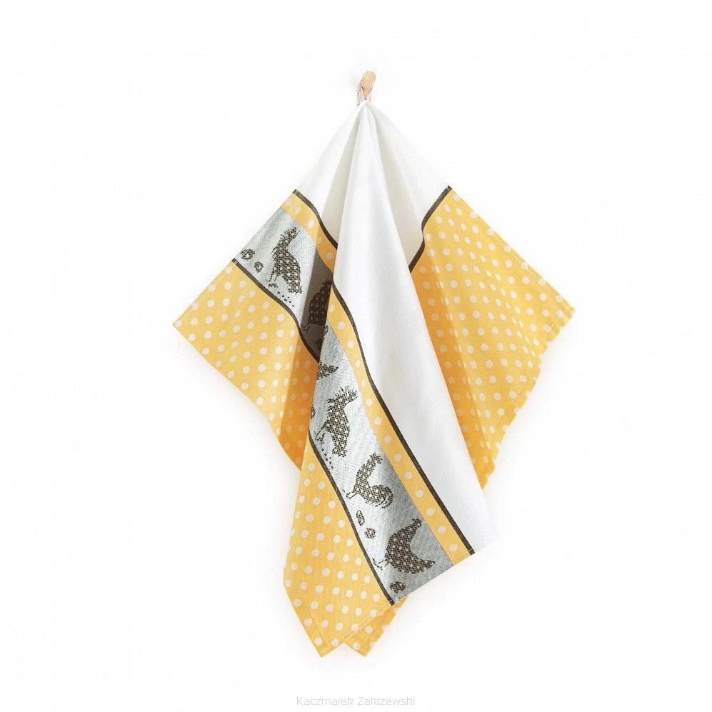 Ścierka kuchenna bawełna egipska 50x70 wzór Folk żółta