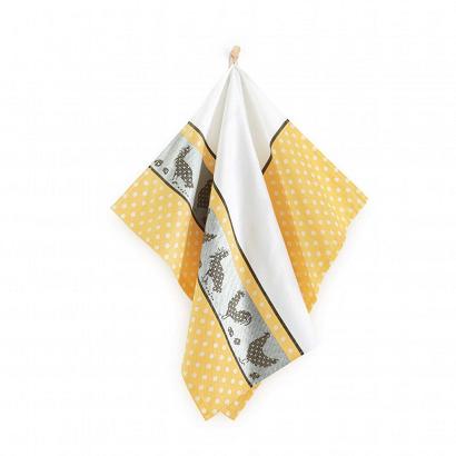 Ścierka kuchenna bawełna egipska 50x70 wzór Folk żółta