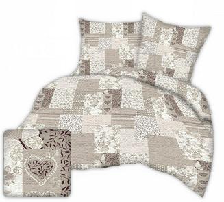 Pościel z kory I 160x200 beżowa patchwork serca motyle kwiaty