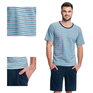 Piżama męska LUNA kod 771 niebieskie granatowe paski