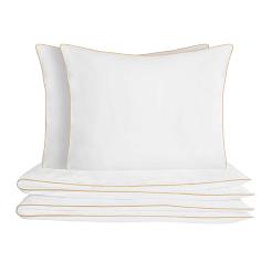 Pościel bawełniana Retro 200x220 biała ze złotą lamówką