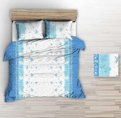 Pościel z kory 160x200 biała niebieska polne kwiaty