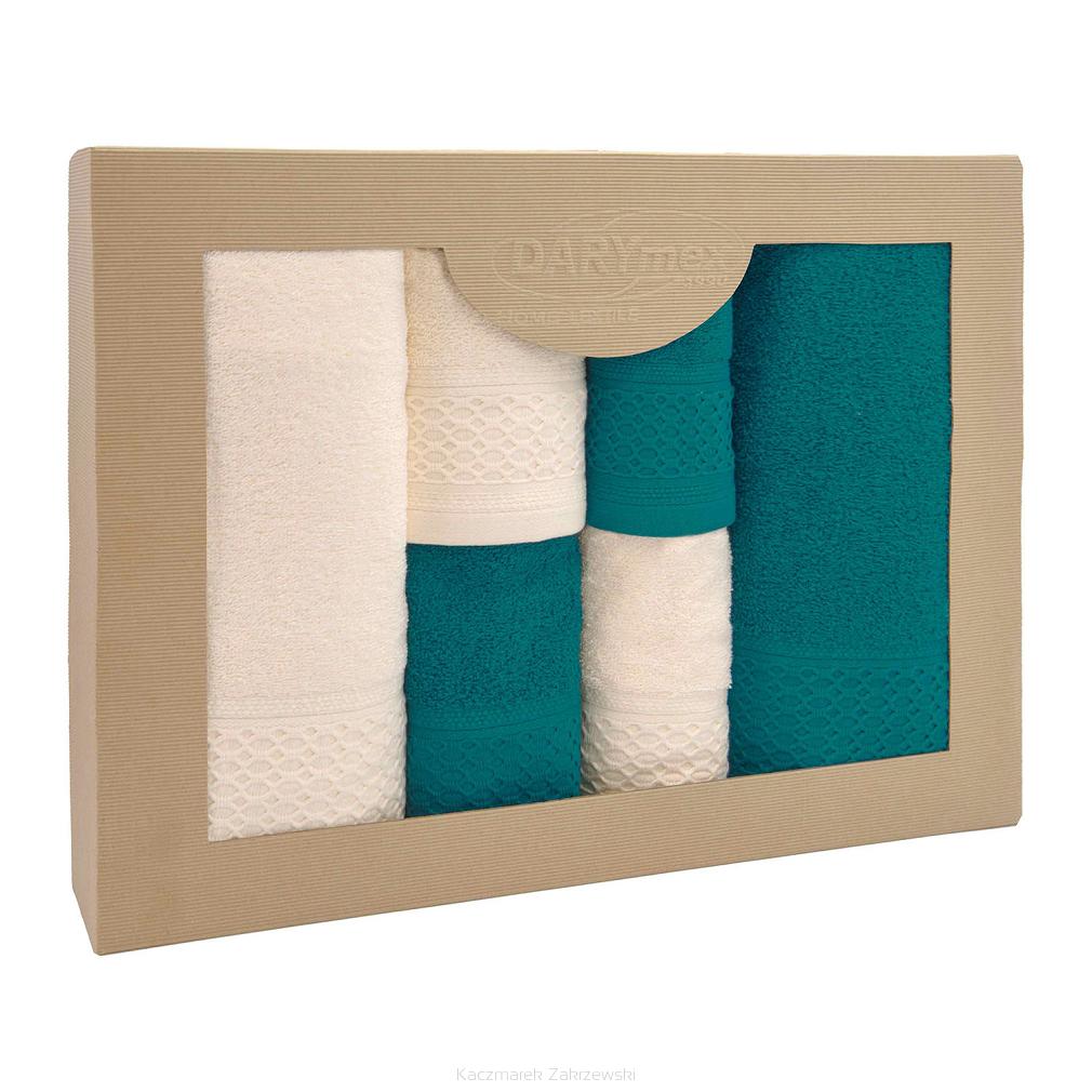 Komplet ręczników 6 częściowy Solano Darymex ecru ciemny turkus