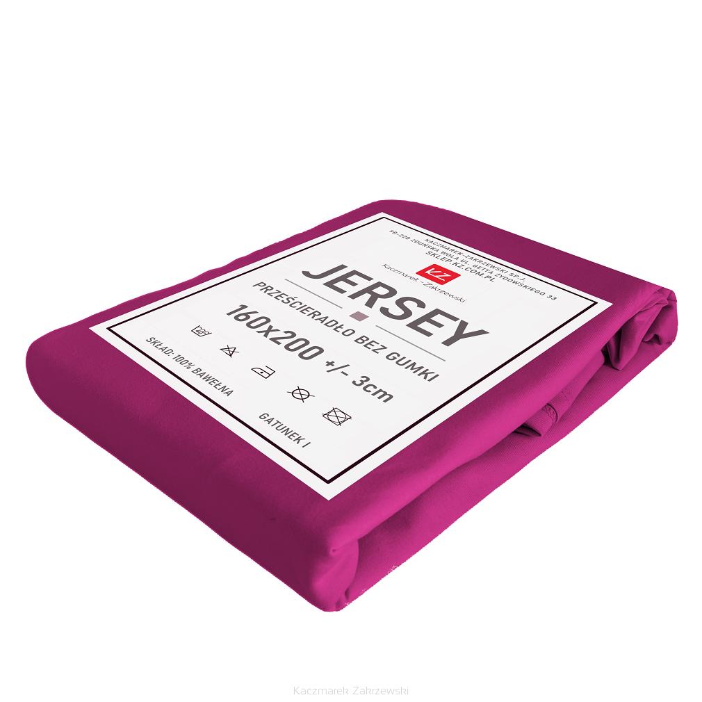 Prześcieradło jersey bez gumki 160x200 amarantowe