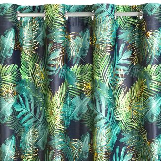 Zasłona gotowa na przelotkach DAVOS 140x250 Eurofirany czarny/zielony