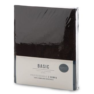 Prześcieradło satynowe z gumką BASIC 220x200x30 Eurofirany czarny
