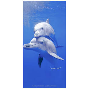 Ręcznik plażowy 70x140 wzór delfiny niebieski