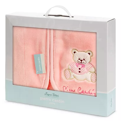 Kocyk dziecięcy na suwak Pierre Cardin BABY6 80x90 Eurofirany różowy miś