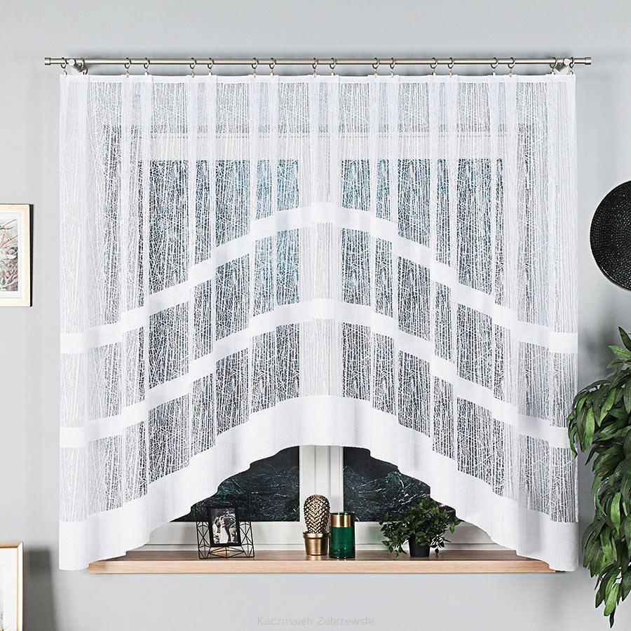 Firanka żakardowa gotowa na żabki WIKTORIA 310x160 biała