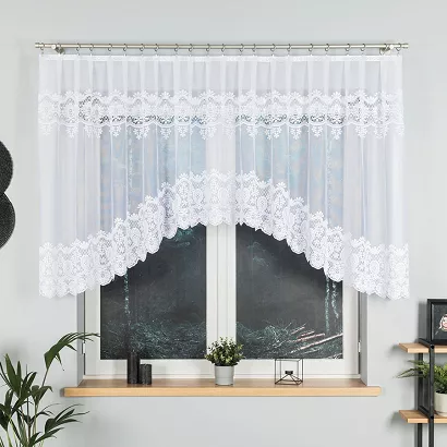 Firanka żakardowa gotowa na żabki DARIA 350x120 biała