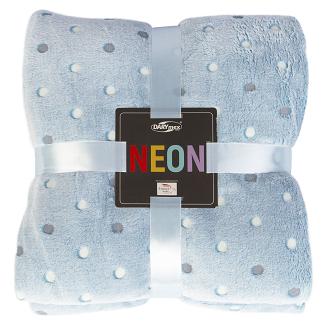 Koc narzuta z mikrofibry NEON 150x200 Darymex niebieski w kropki