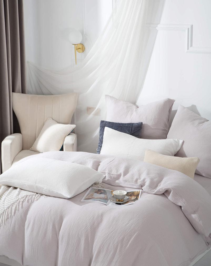 Szara Bawełniana Pościel Muślinowa 220x200