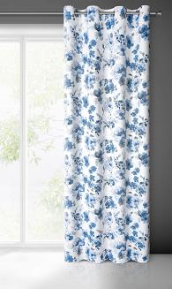 Zasłona gotowa na przelotkach CAREN 140x250 Eurofirany biały/niebieski