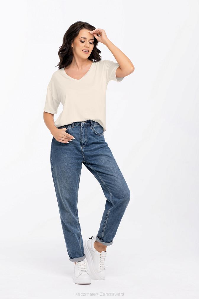 Bluzka damska oversize z krótkim rękawem  PATTY kolor: wanilia