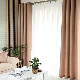 Zasłona gotowa na przelotkach JODEŁKA 140x250 ciemnobeżowa