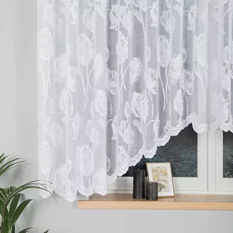 Firanka żakardowa gotowa na żabki SONIA 450x160 biała