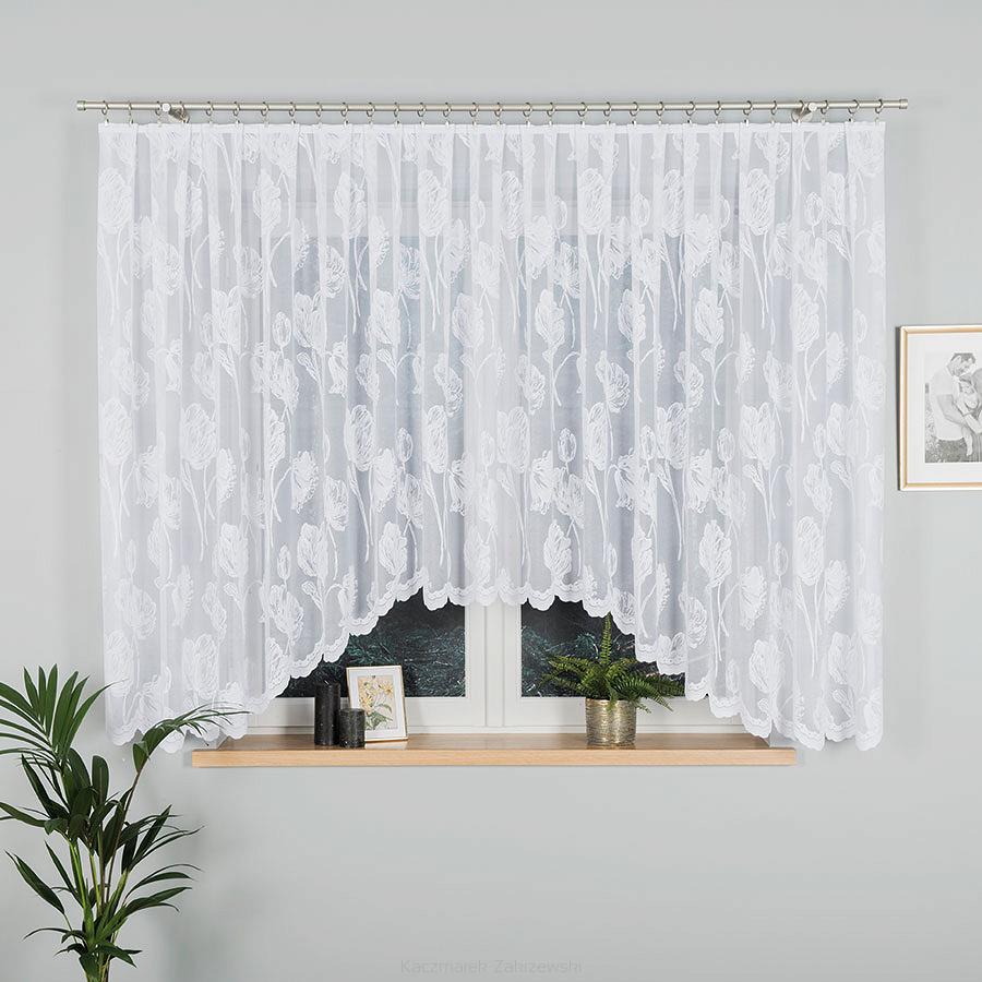 Firanka żakardowa gotowa na żabki SONIA 450x160 biała