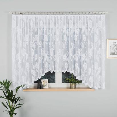 Firanka żakardowa gotowa na żabki SONIA 450x160 biała