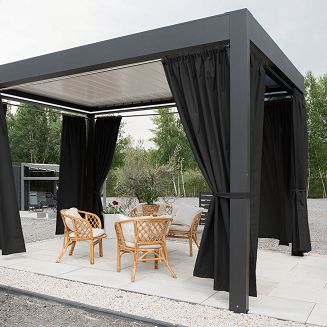 Zasłona gotowa na taśmie GARDENIA 140x220 wodoodporna ogrodowa czarna