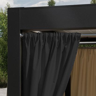 Zasłona gotowa na taśmie GARDENIA 140x220 wodoodporna ogrodowa czarna