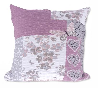 Poszewka z kory 40x40 różowa patchwork serca motyle kwiaty