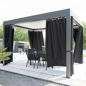 Zasłona gotowa na przelotkach GARDENIA 140x250 wodoodporna ogrodowa czarna