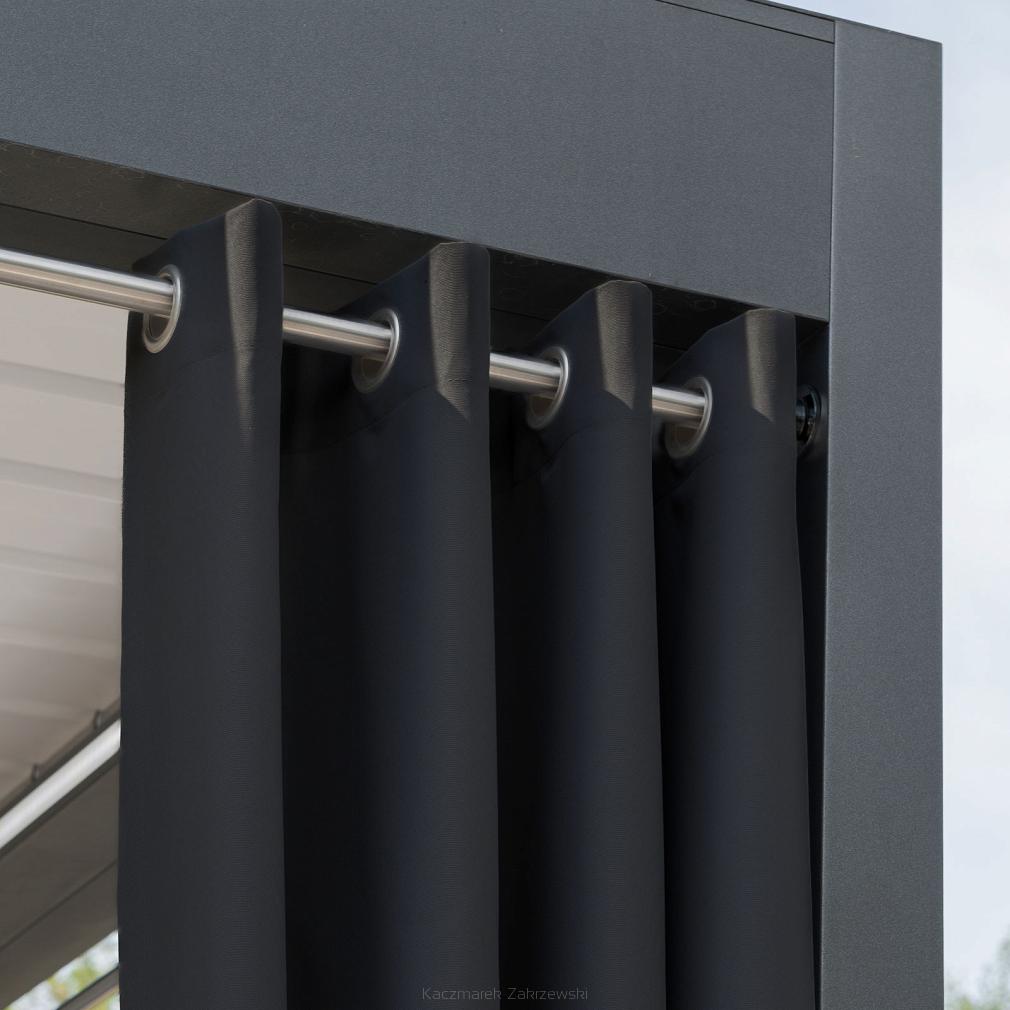 Zasłona gotowa na przelotkach GARDENIA 140x250 wodoodporna ogrodowa czarna