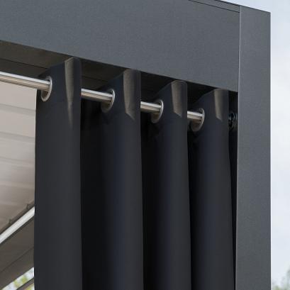 Zasłona gotowa na przelotkach GARDENIA 140x250 wodoodporna ogrodowa czarna