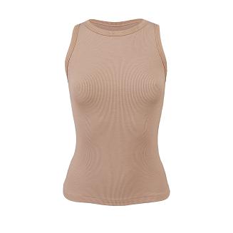 Koszulka damska na ramiączkach Peri prążki cappuccino