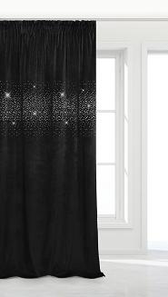 Czarna Zasłona Welurowa Z Kryształkami Na Taśmie 140x270 Shiny