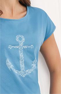 Piżama damska LUNA kod 475 niebieska - dekolt