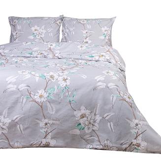 Pościel bawełniana 180x200 COTTONLOVE szara delikatne kwiaty