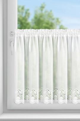 Zazdrostka gotowa na taśmie SOLA 150x70 Eurofirany biała bawełniana fantazyjny haft na dole