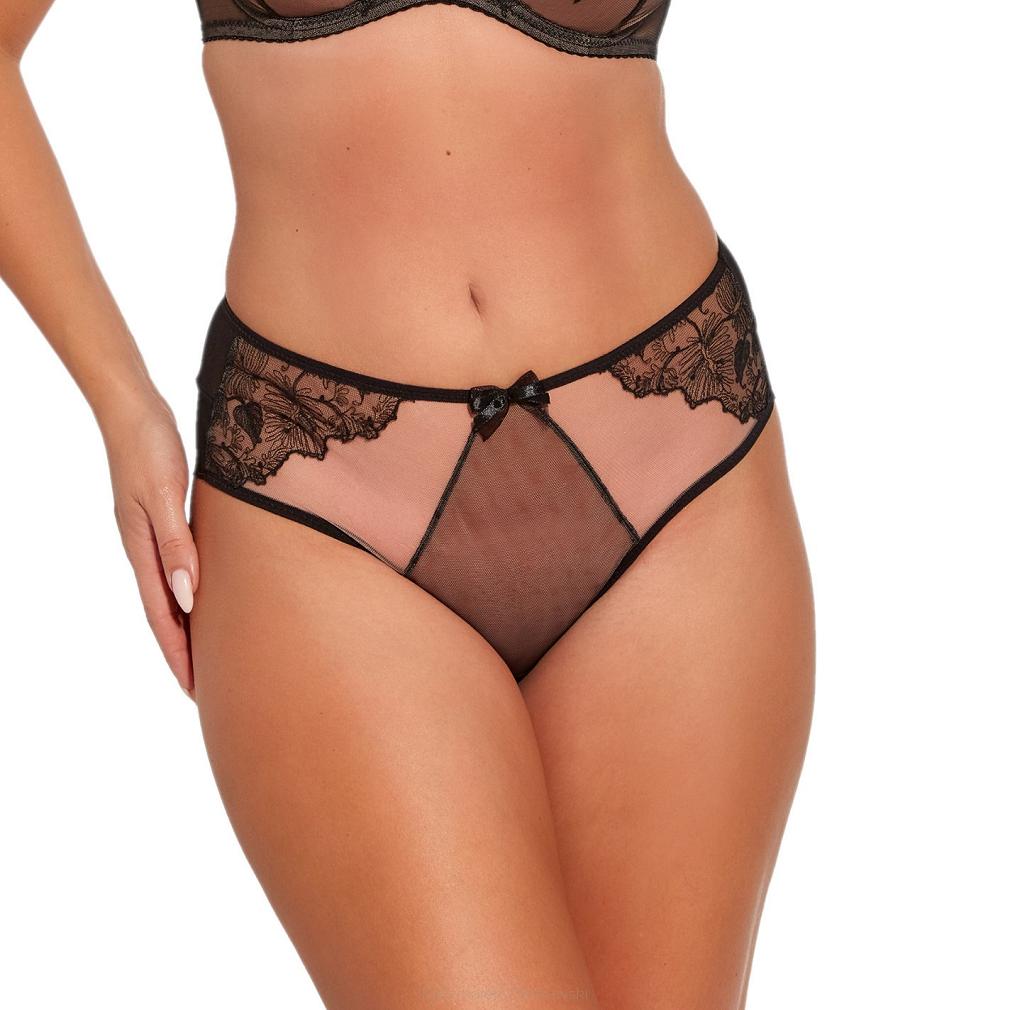 Brazyliany damskie z koronką i tiulem Flora 1255 czarne