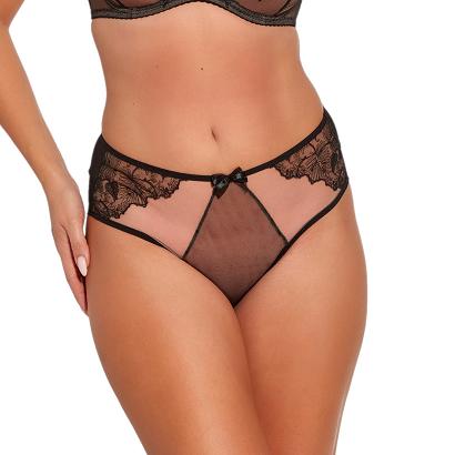 Brazyliany damskie z koronką i tiulem Flora 1255 czarne