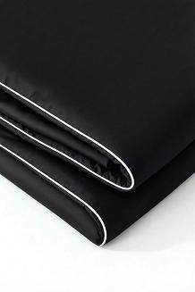 Pościel bambusowa 160x200 czarna z białą bizą