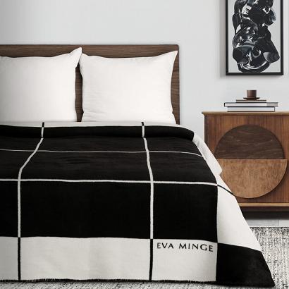 Koc narzuta ELEGANT1 220x240 Eva Minge Eurofirany biały czarny krata