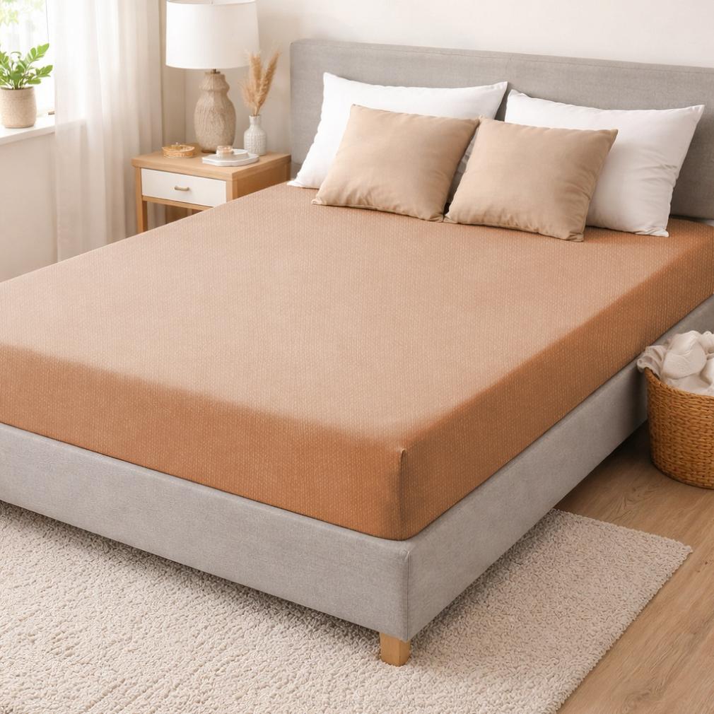 Prześcieradło jersey z gumką 160x200 beżowe