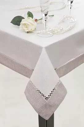 Obrus dekoracyjny EMMA 140x200 Eurofirany biały srebrny