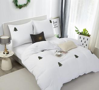 Biała świąteczna pościel w choinki 140x200 CHRISTMAS TREE