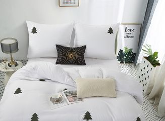 Biała świąteczna pościel w choinki 140x200 CHRISTMAS TREE