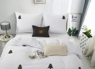 Biała świąteczna pościel w choinki 140x200 CHRISTMAS TREE