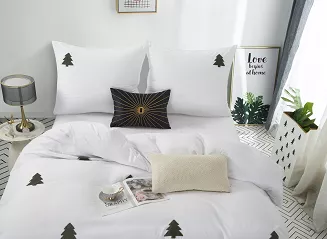 Biała świąteczna pościel w choinki 140x200 CHRISTMAS TREE