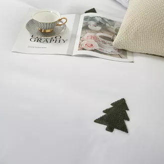 Biała świąteczna pościel w choinki 140x200 CHRISTMAS TREE