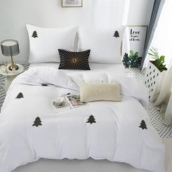 Biała świąteczna pościel w choinki 140x200 CHRISTMAS TREE