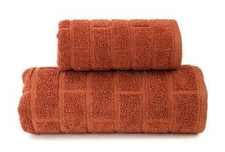 Ręcznik bawełniany Brick 50x90 spalony karmel o fakturze cegły