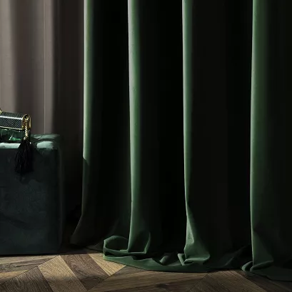 Zasłona gotowa na taśmie BLACKOUT VELVET 140x250 butelkowa zieleń