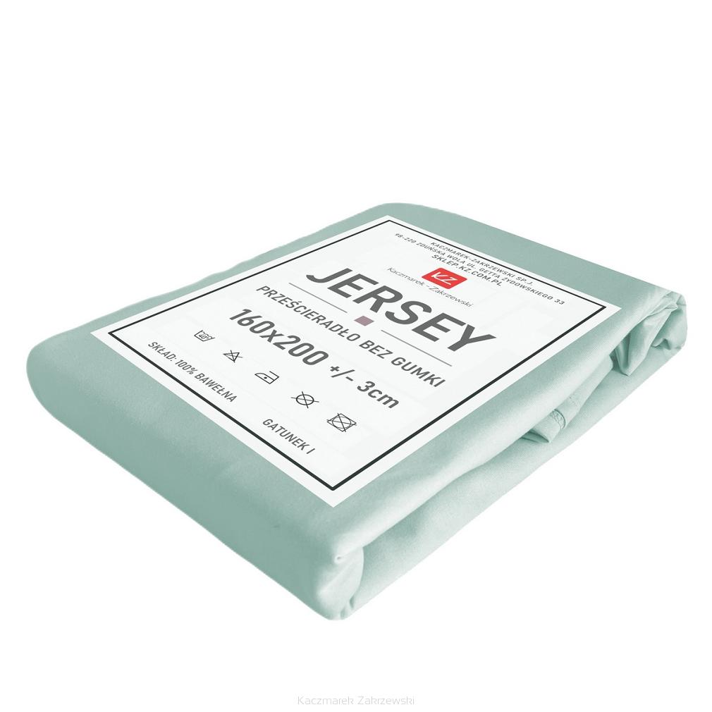 Prześcieradło jersey bez gumki 160x200 jasnomiętowe